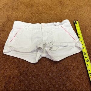 Hollister White and Pink low rise micro shorts size 3